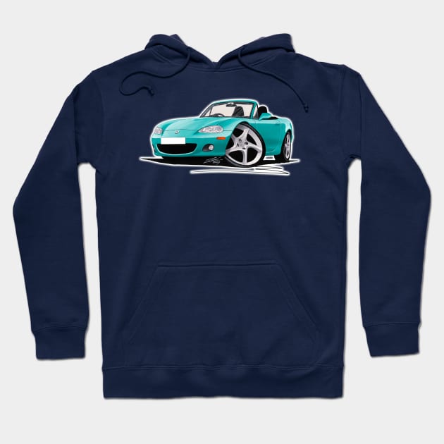 Mazda MX5 (Mk2) Turquoise Hoodie by y30man5